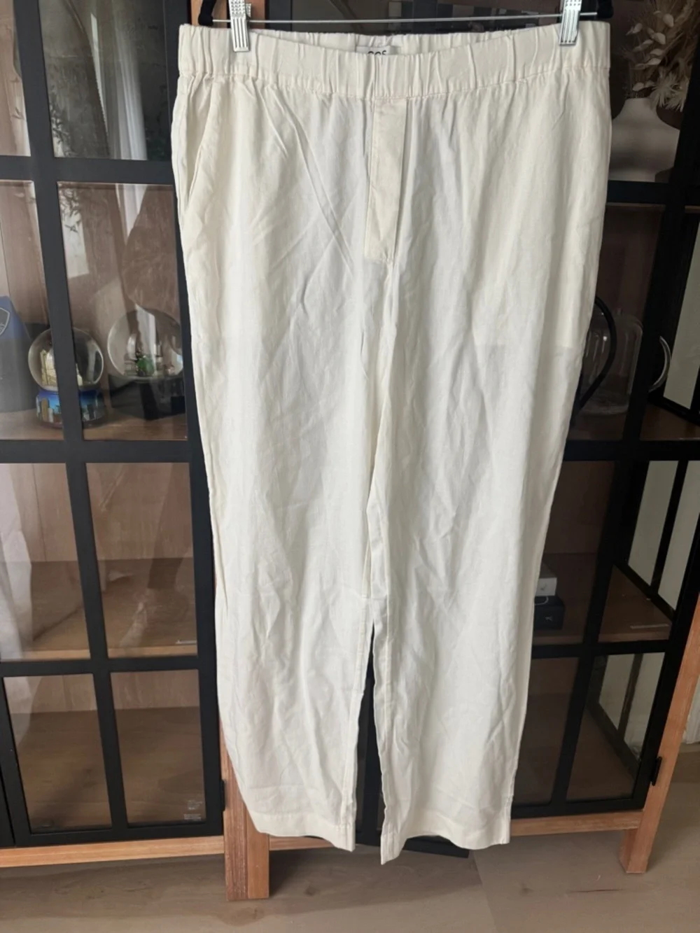 New COS linen pants pull on high rise wide leg elastic waitband boxers